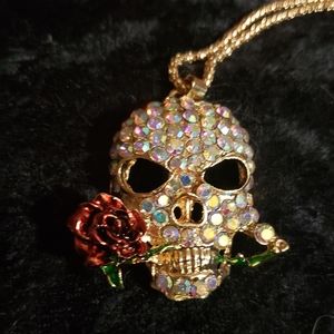 NWT Iridescent skull necklace by Betsey Johnson